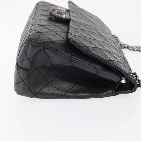 CHANEL Chain Double Flap Matelasse 28 2.55 Tasche Leder Schwarz CC Auth 161671V