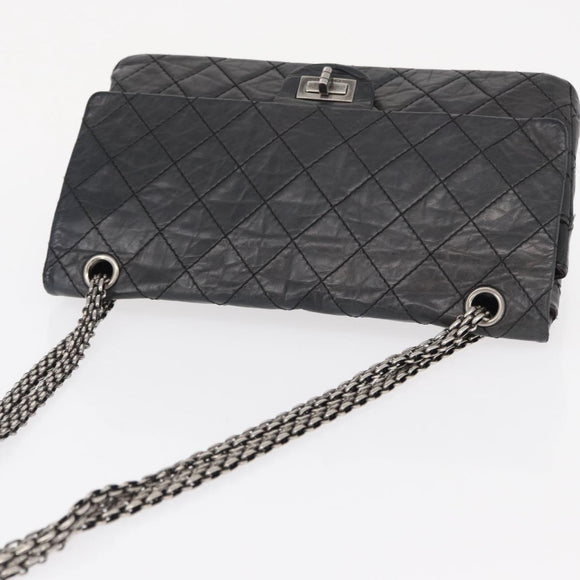 CHANEL Chain Double Flap Matelasse 28 2.55 Tasche Leder Schwarz CC Auth 161671V