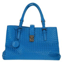 BOTTEGA VENETA INTRECCIATO Rome Hand Bag Leather Blue 171265 Auth 161672V-2