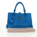 BOTTEGA VENETA INTRECCIATO Rome Hand Bag Leather Blue 171265 Auth 161672V-26