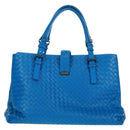 BOTTEGA VENETA INTRECCIATO Rome Hand Bag Leather Blue 171265 Auth 161672V-3
