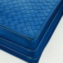 BOTTEGA VENETA INTRECCIATO Aktetas Leer Blauw Auth 161673V-14