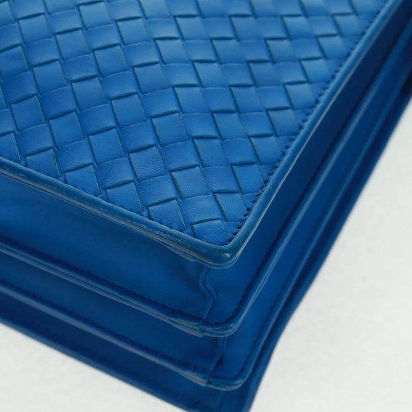 BOTTEGA VENETA INTRECCIATO Aktetas Leer Blauw Auth 161673V