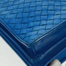 BOTTEGA VENETA INTRECCIATO Aktetas Leer Blauw Auth 161673V-15