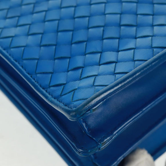 BOTTEGA VENETA INTRECCIATO Aktetas Leer Blauw Auth 161673V