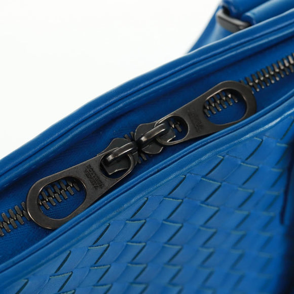 BOTTEGA VENETA INTRECCIATO Aktetas Leer Blauw Auth 161673V