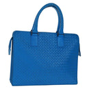 BOTTEGA VENETA INTRECCIATO Aktetas Leer Blauw Auth 161673V-1