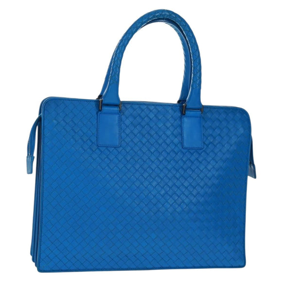 BOTTEGA VENETA INTRECCIATO Aktetas Leer Blauw Auth 161673V
