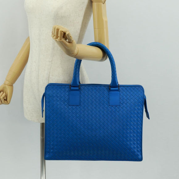 BOTTEGA VENETA INTRECCIATO Aktetas Leer Blauw Auth 161673V