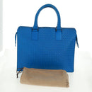 BOTTEGA VENETA INTRECCIATO Aktetas Leer Blauw Auth 161673V-12