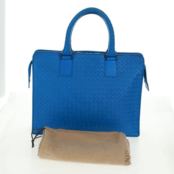 BOTTEGA VENETA INTRECCIATO Aktetas Leer Blauw Auth 161673V