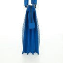 BOTTEGA VENETA INTRECCIATO Aktetas Leer Blauw Auth 161673V-4