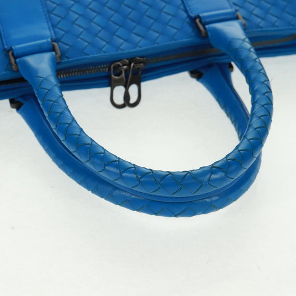 BOTTEGA VENETA INTRECCIATO Aktetas Leer Blauw Auth 161673V