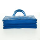 BOTTEGA VENETA INTRECCIATO Aktetas Leer Blauw Auth 161673V-5