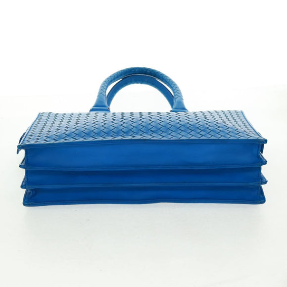 BOTTEGA VENETA INTRECCIATO Aktetas Leer Blauw Auth 161673V