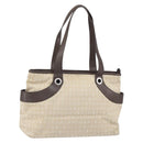 BVLGARI Tote Bag Canvas Ivory Silver Auth 161674-1