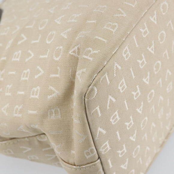 BVLGARI Tote Bag Canvas Ivory Silver Auth 161674