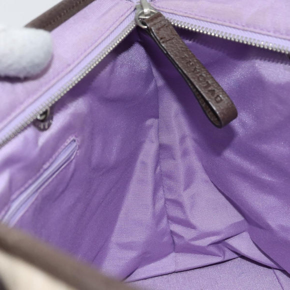 BVLGARI Tote Bag Canvas Ivory Silver Auth 161674