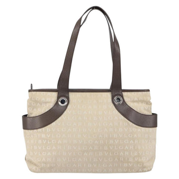 BVLGARI Tote Bag Canvas Ivory Silver Auth 161674 - 0