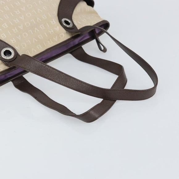 BVLGARI Tote Bag Canvas Ivory Silver Auth 161674