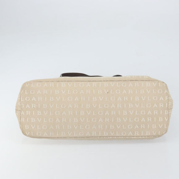 BVLGARI Tote Bag Canvas Ivory Silver Auth 161674