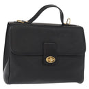GUCCI Hand Bag Leather Gold Black Auth 161675-1