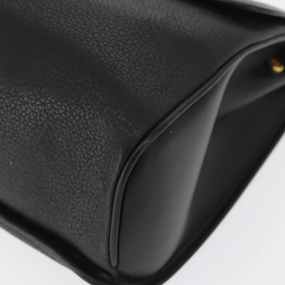 GUCCI Hand Bag Leather Gold Black Auth 161675