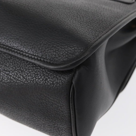 GUCCI Hand Bag Leather Gold Black Auth 161675