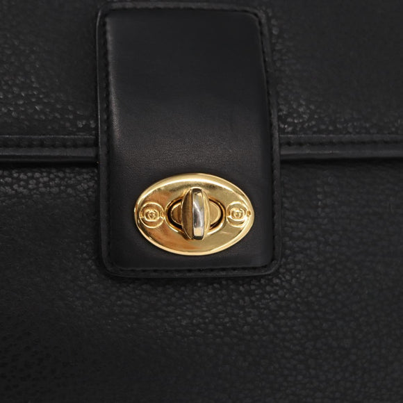 GUCCI Hand Bag Leather Gold Black Auth 161675