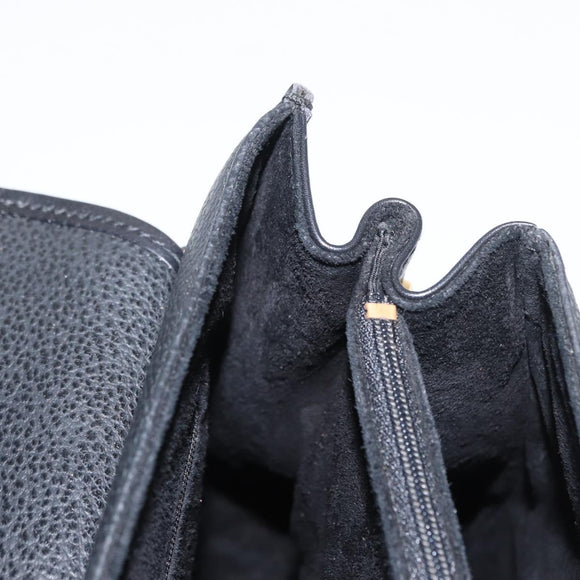 GUCCI Hand Bag Leather Gold Black Auth 161675