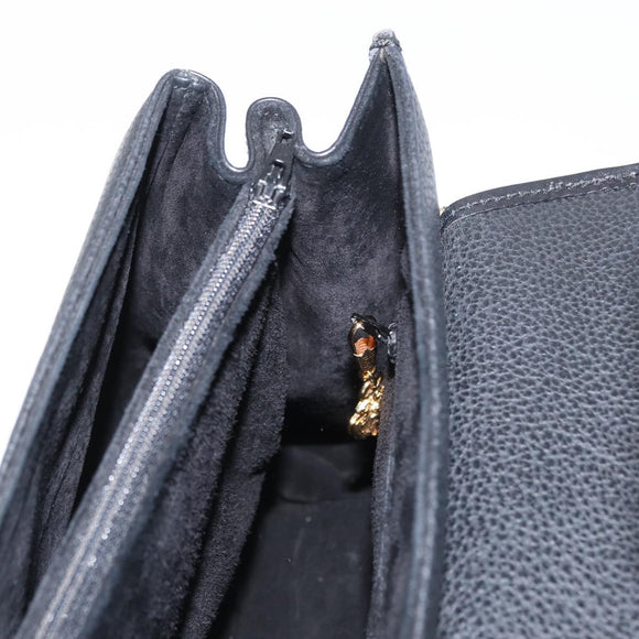 GUCCI Hand Bag Leather Gold Black Auth 161675