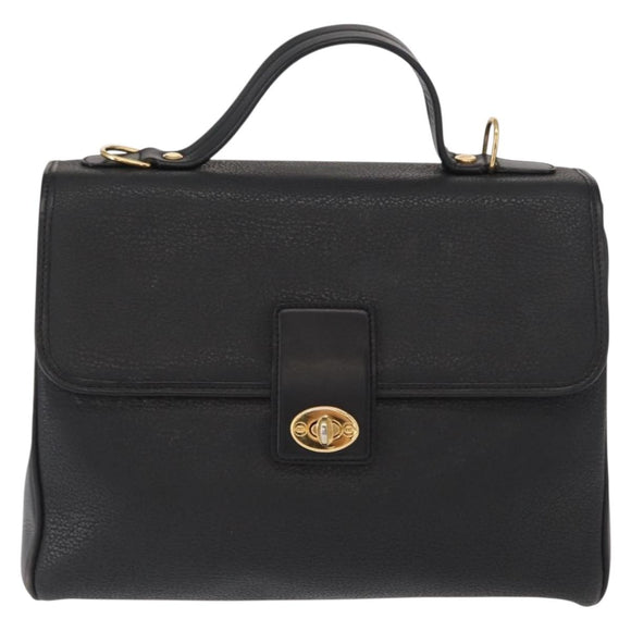 GUCCI Hand Bag Leather Gold Black Auth 161675