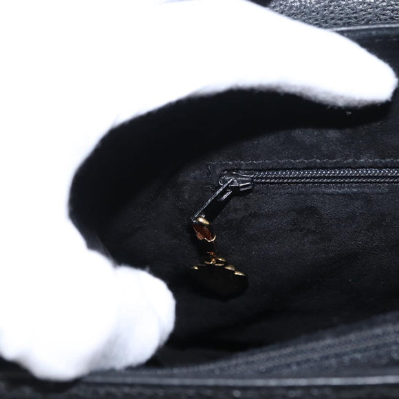 GUCCI Hand Bag Leather Gold Black Auth 161675