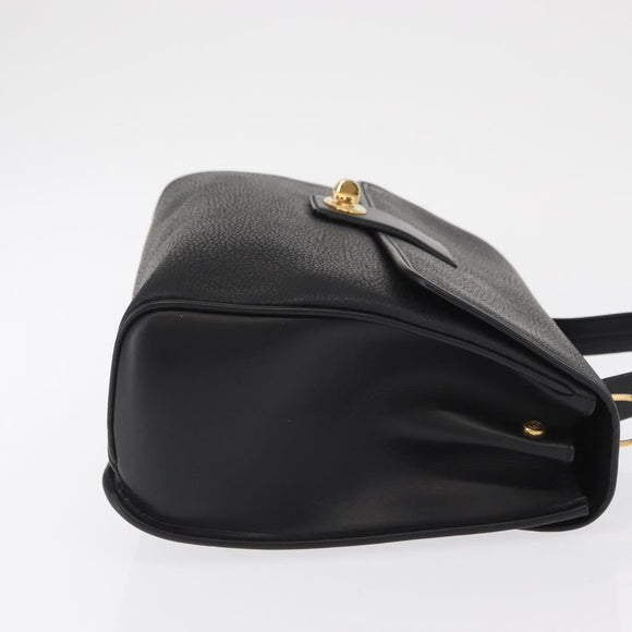 GUCCI Hand Bag Leather Gold Black Auth 161675