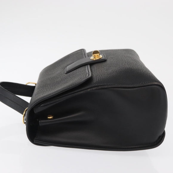 GUCCI Hand Bag Leather Gold Black Auth 161675