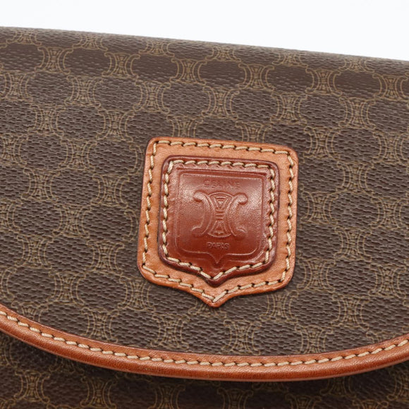 CELINE Macadam Canvas Shoulder Bag PVC Brown Gold Auth 161676