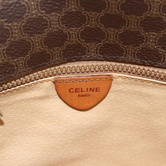CELINE Macadam Canvas Shoulder Bag PVC Brown Gold Auth 161676