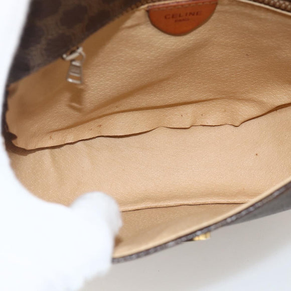 CELINE Macadam Canvas Shoulder Bag PVC Brown Gold Auth 161676