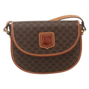 CELINE Macadam Canvas Shoulder Bag PVC Brown Gold Auth 161676-2