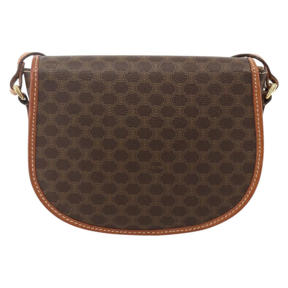 CELINE Macadam Canvas Shoulder Bag PVC Brown Gold Auth 161676