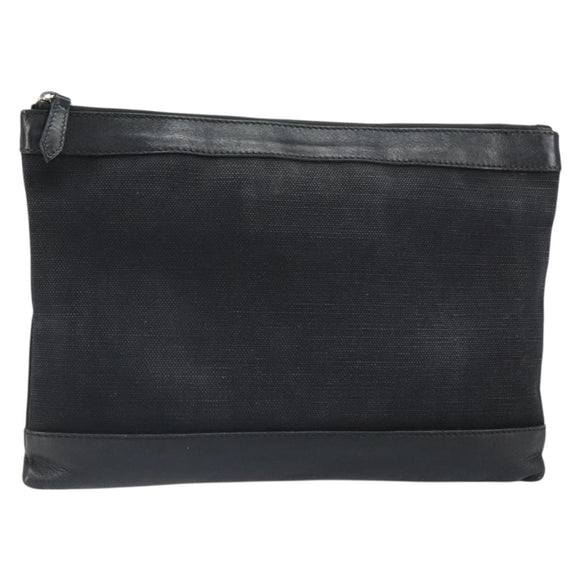 BALENCIAGA Clutch Bag Canvas Silver Black 373834 Auth 161677