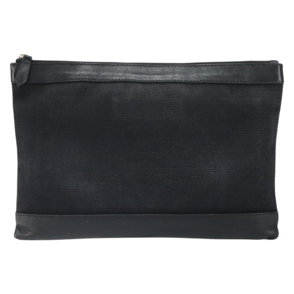 BALENCIAGA Clutch Bag Canvas Silver Black 373834 Auth 161677