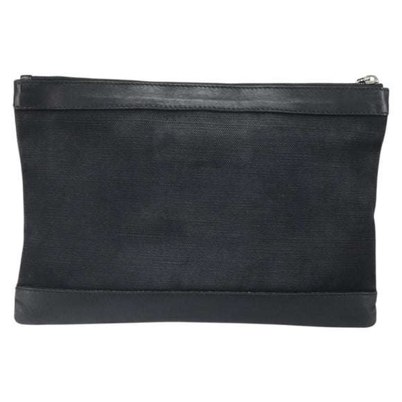 BALENCIAGA Clutch Bag Canvas Silver Black 373834 Auth 161677