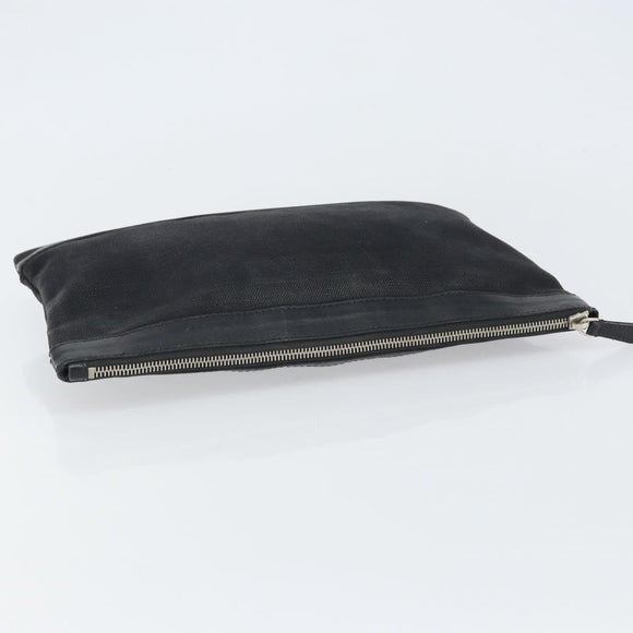 BALENCIAGA Clutch Bag Canvas Silver Black 373834 Auth 161677