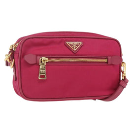 PRADA Shoulder Bag Nylon Pink Gold Auth 161682V