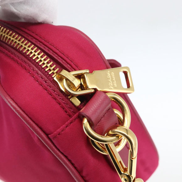 PRADA Shoulder Bag Nylon Pink Gold Auth 161682V