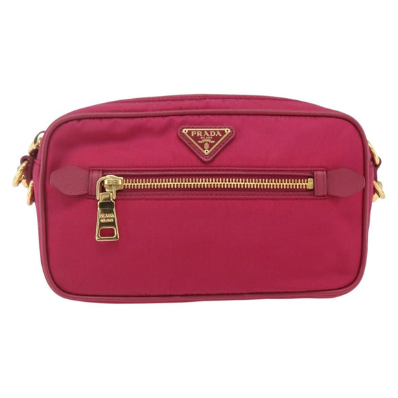 PRADA Shoulder Bag Nylon Pink Gold Auth 161682V