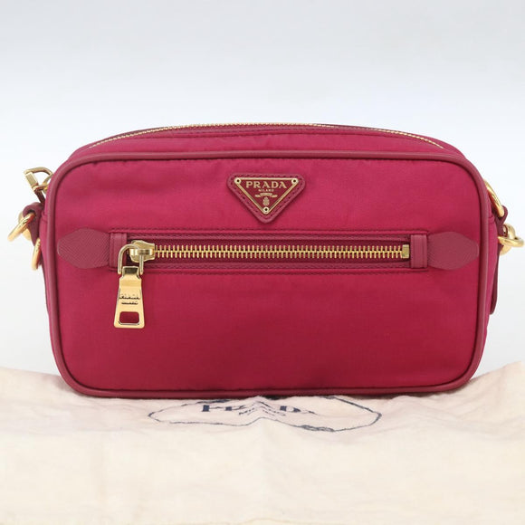 PRADA Shoulder Bag Nylon Pink Gold Auth 161682V