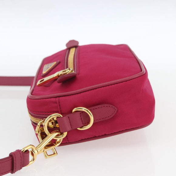 PRADA Shoulder Bag Nylon Pink Gold Auth 161682V