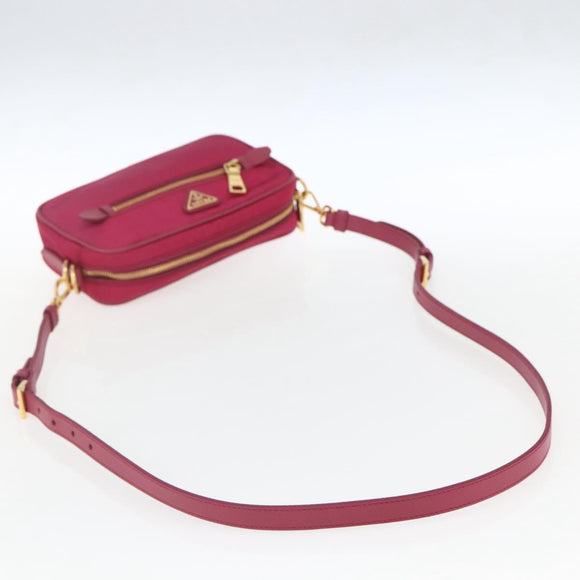 PRADA Shoulder Bag Nylon Pink Gold Auth 161682V
